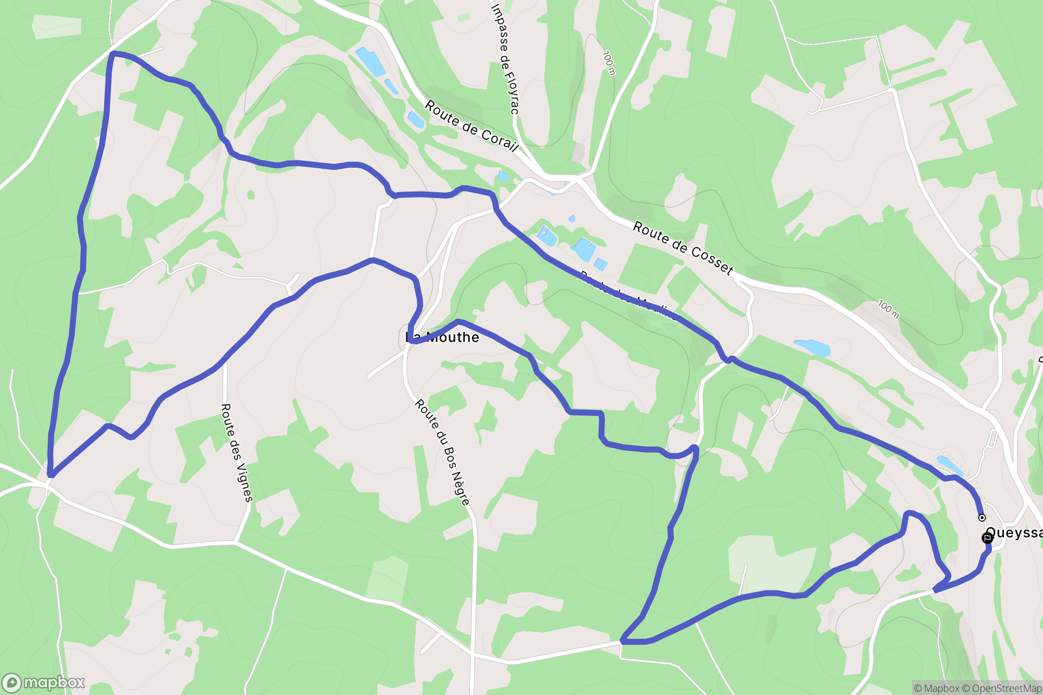 Queyssac : carte du parcours de randonnée - France