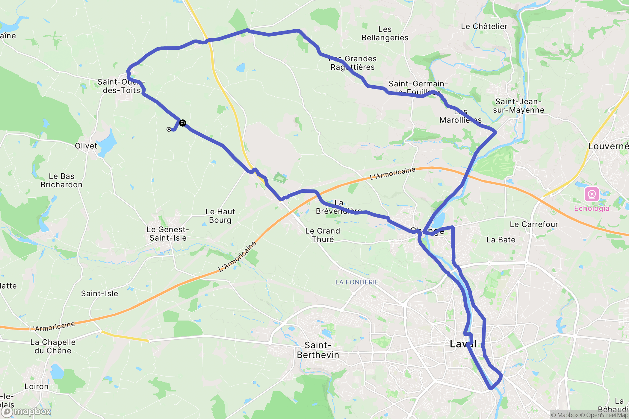 Le Genest-Saint-Isle : carte du parcours de randonnée - France