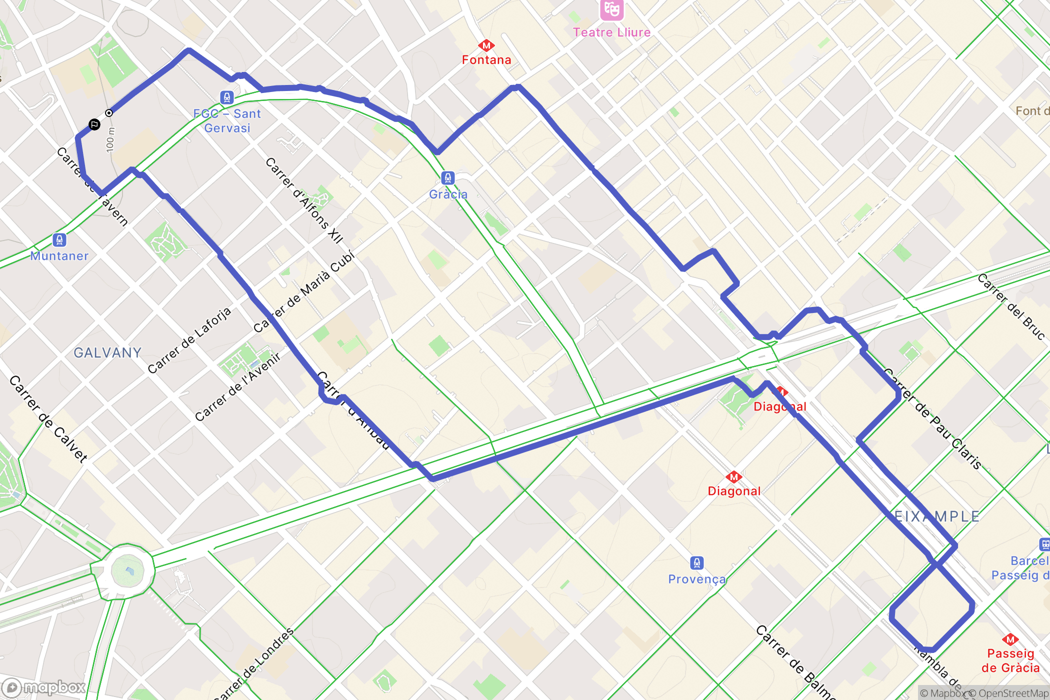 Barcelona : carte du parcours de randonnée - Spain