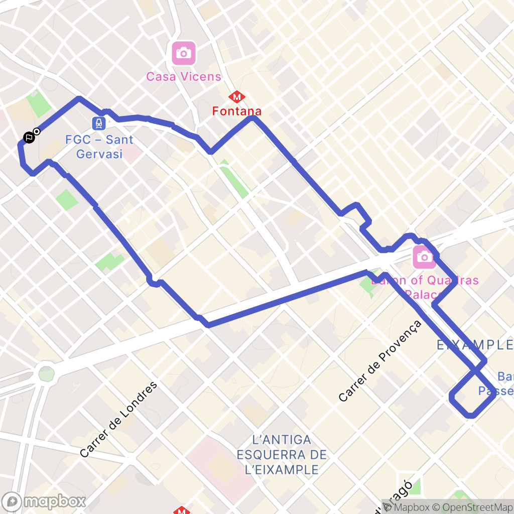 Barcelona : carte du parcours de randonnée - Spain