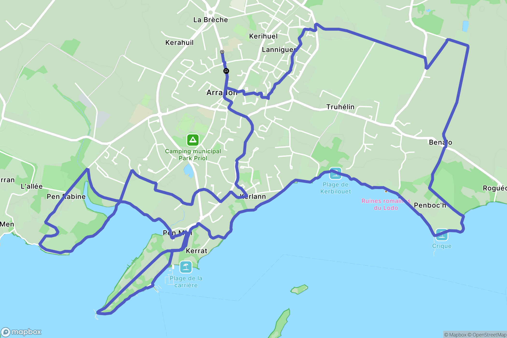 Arradon : carte du parcours de randonnée - France