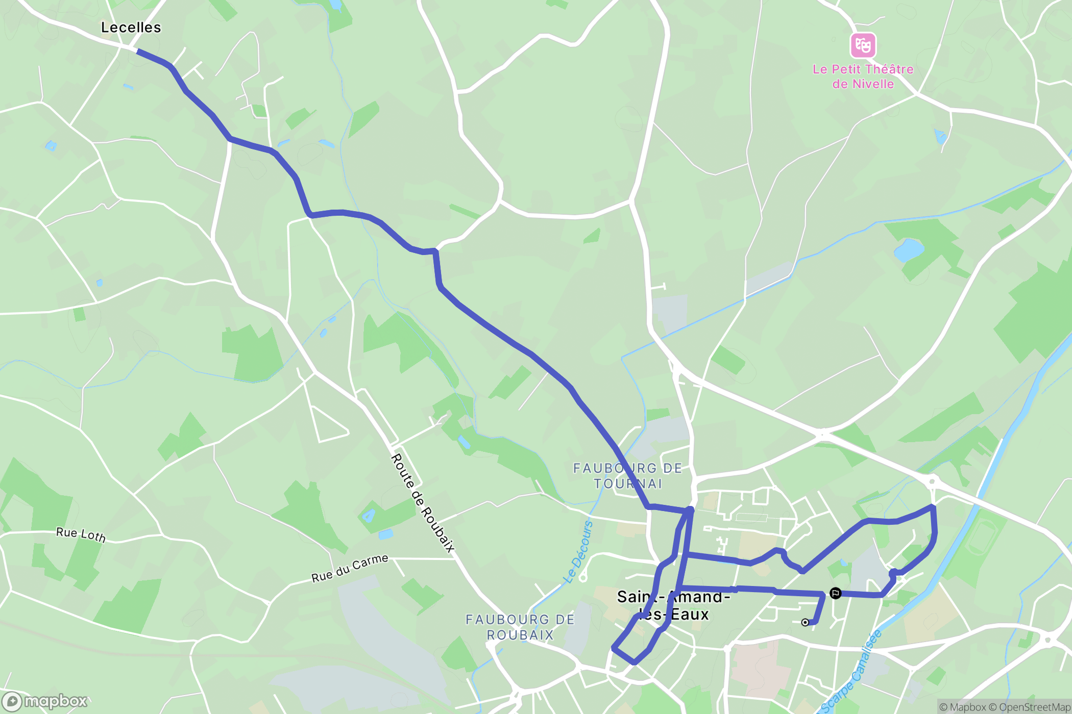 Saint-Amand-les-Eaux : carte du parcours de randonnée - France