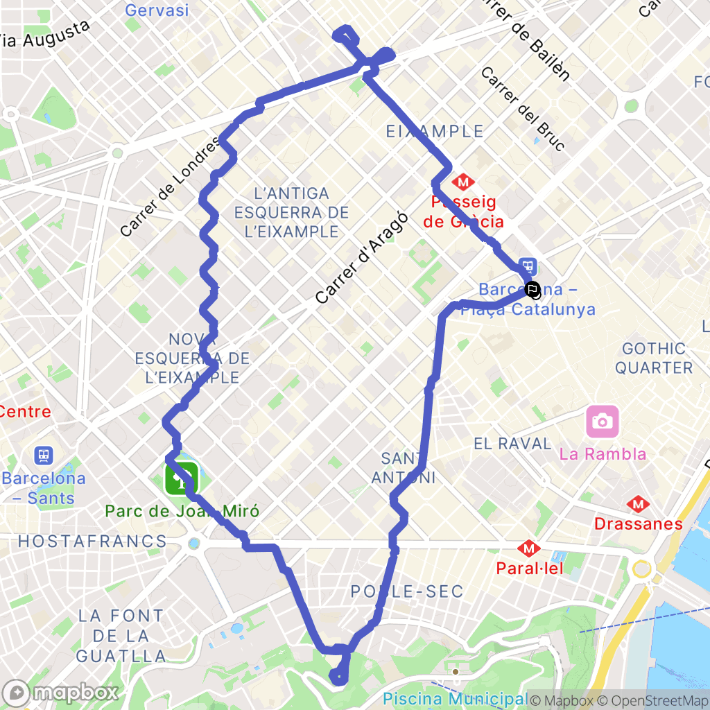 Barcelona : carte du parcours de randonnée - Spain