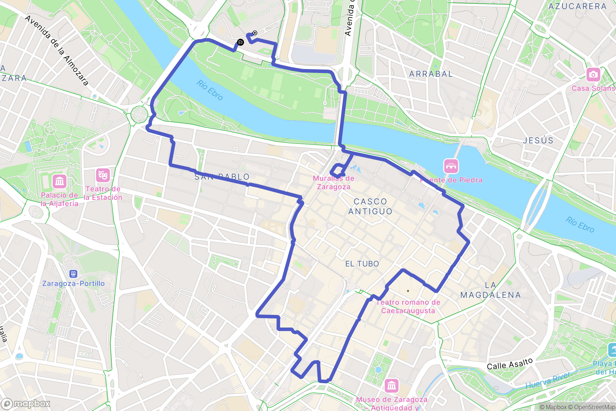 Zaragoza : carte du parcours de randonnée - Spain