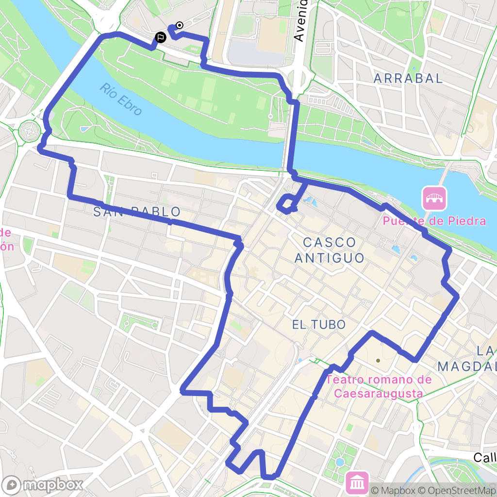 Zaragoza : carte du parcours de randonnée - Spain