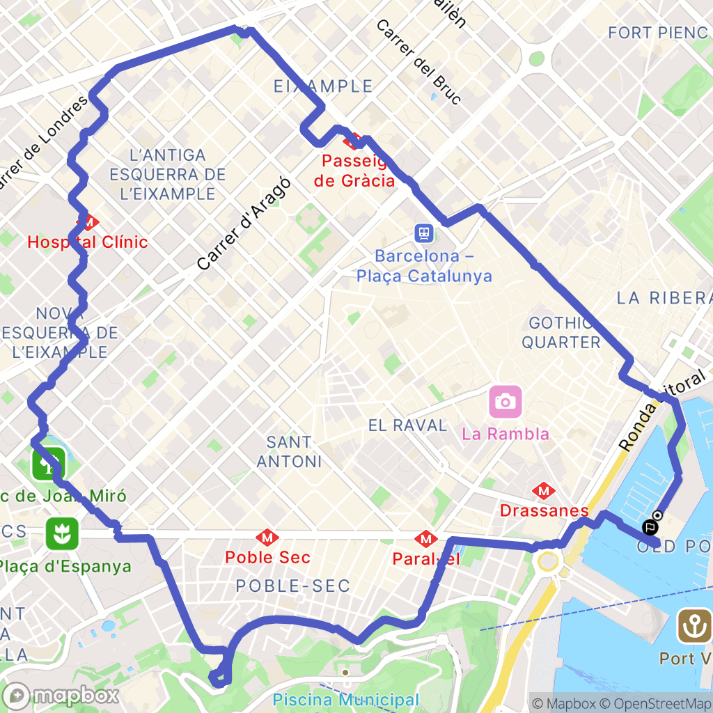 Barcelona : carte du parcours de randonnée - Spain
