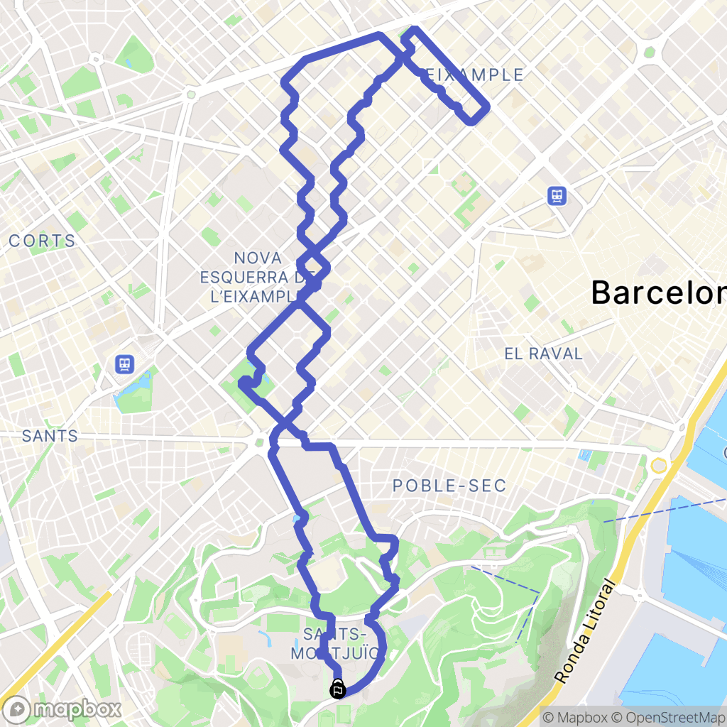 Barcelona : carte du parcours de randonnée - Spain