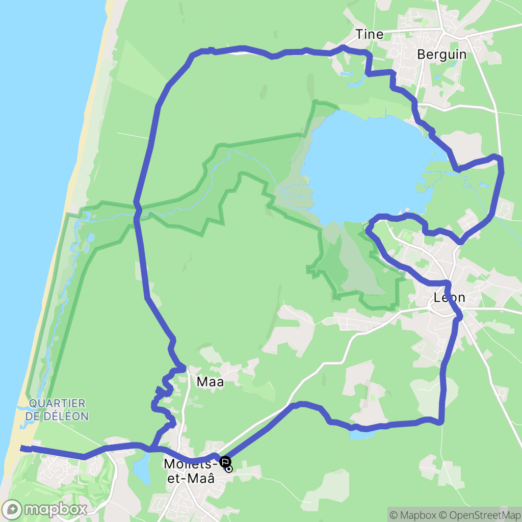 Moliets-et-Maa : carte du parcours de randonnée - France