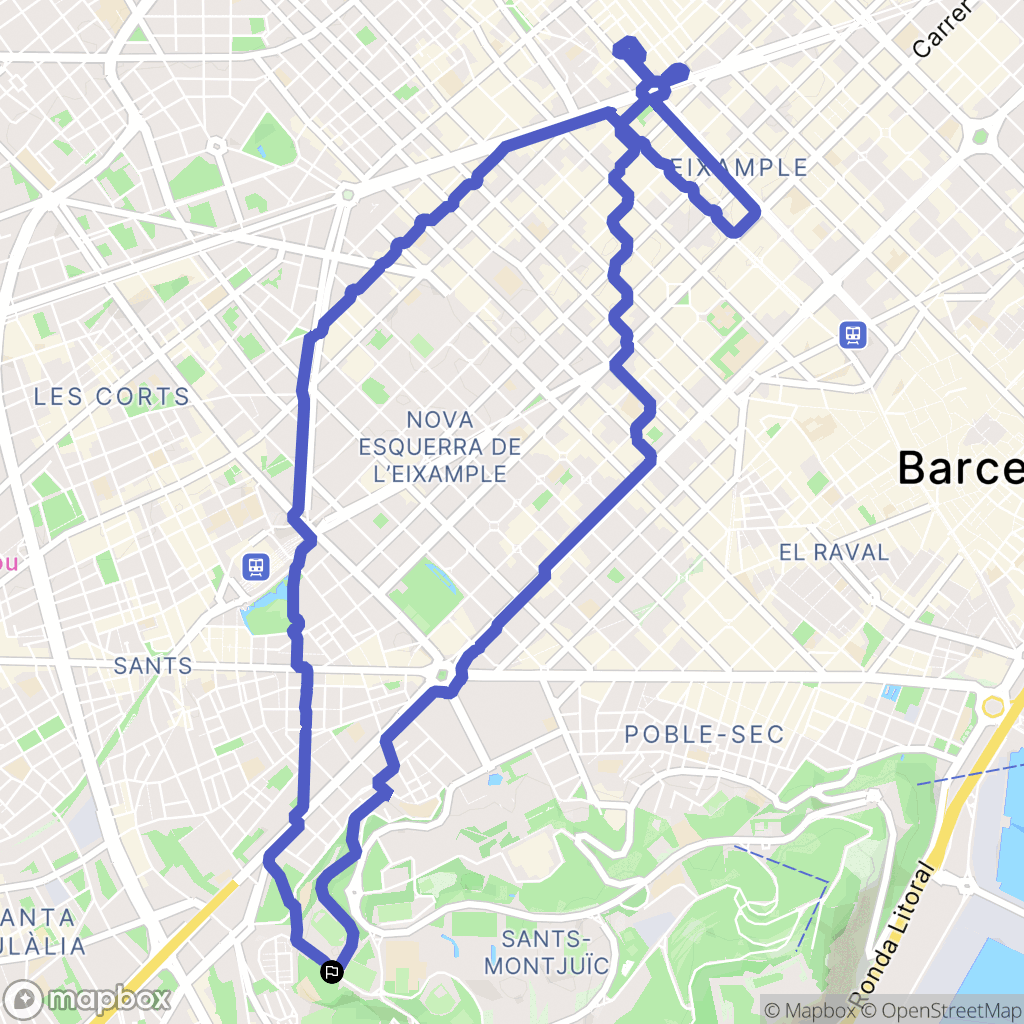 Barcelona : carte du parcours de randonnée - Spain