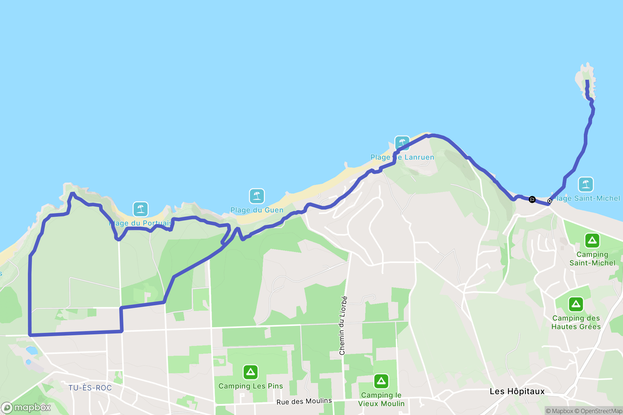 Erquy : carte du parcours de randonnée - France