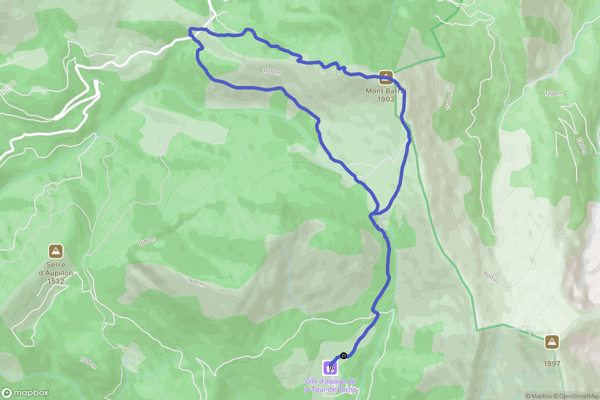Glandage : carte du parcours de randonnée - France