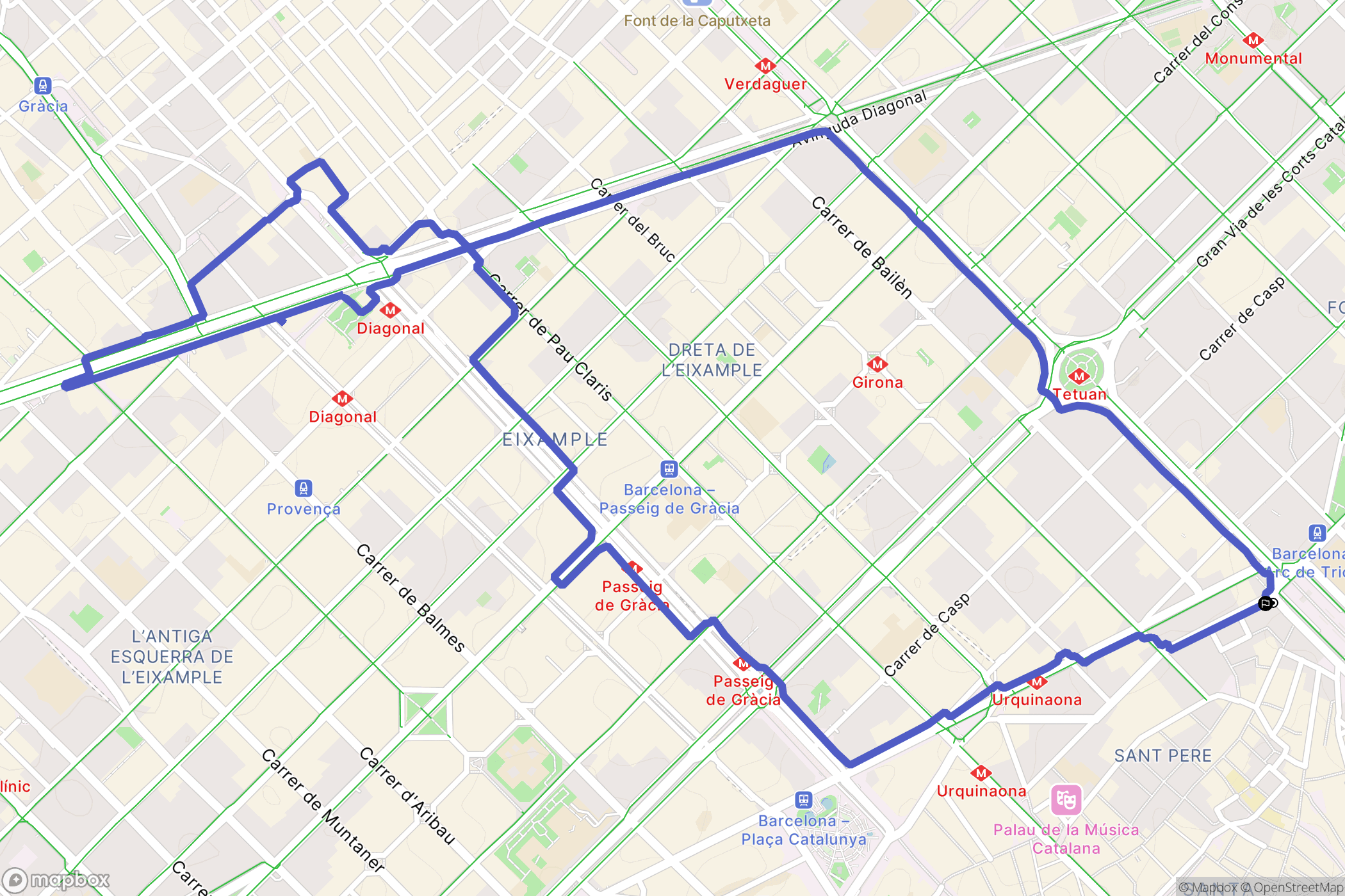 Barcelona : carte du parcours de randonnée - Spain