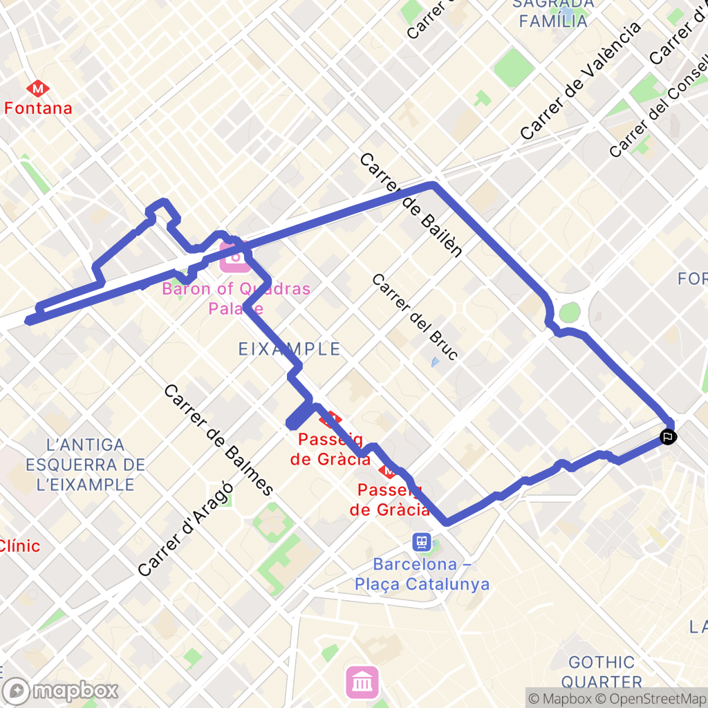Barcelona : carte du parcours de randonnée - Spain