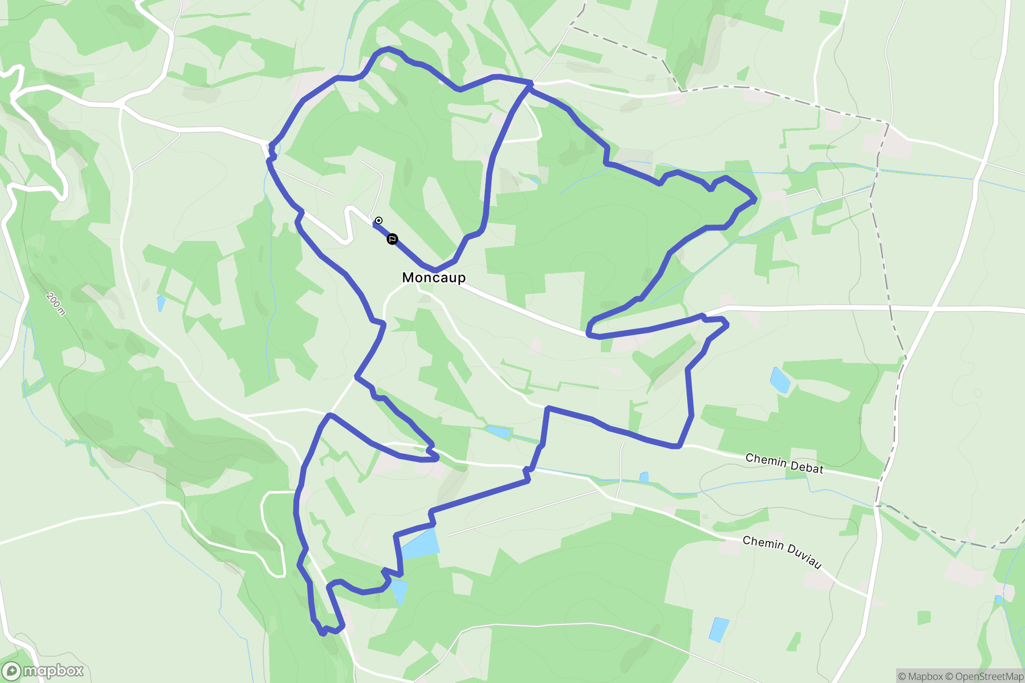 Moncaup : carte du parcours de randonnée - France