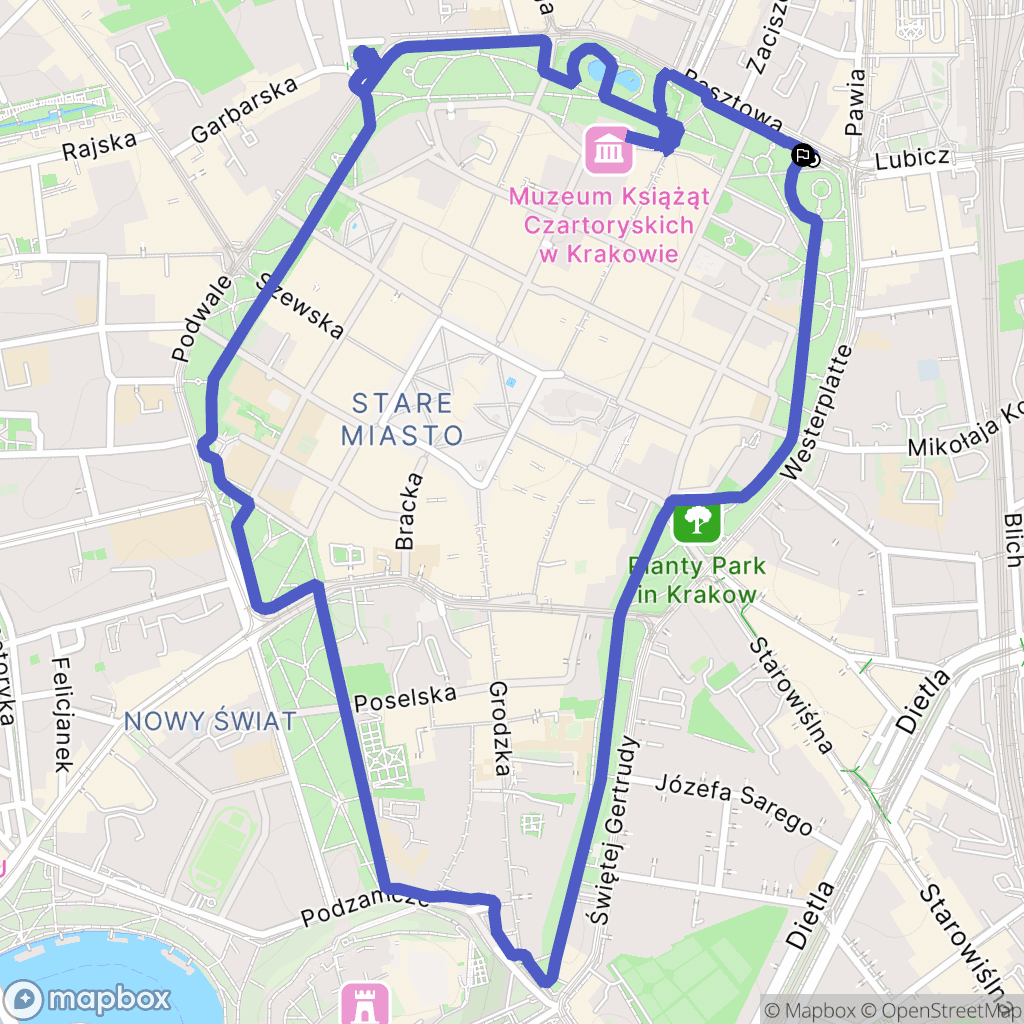 Kraków: mapa trasy - Poland