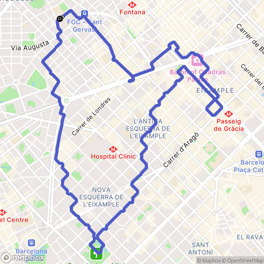 Barcelona : carte du parcours de randonnée - Spain