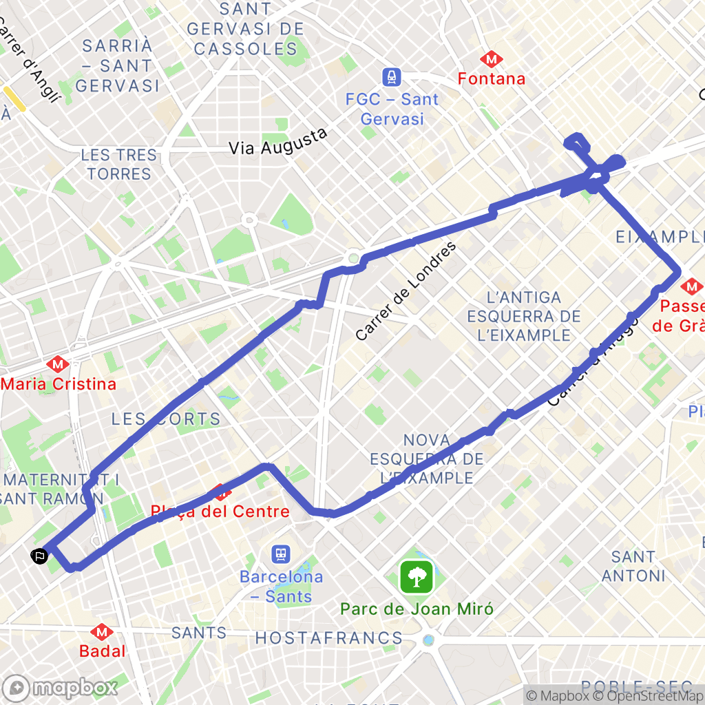Barcelona : carte du parcours de randonnée - Spain