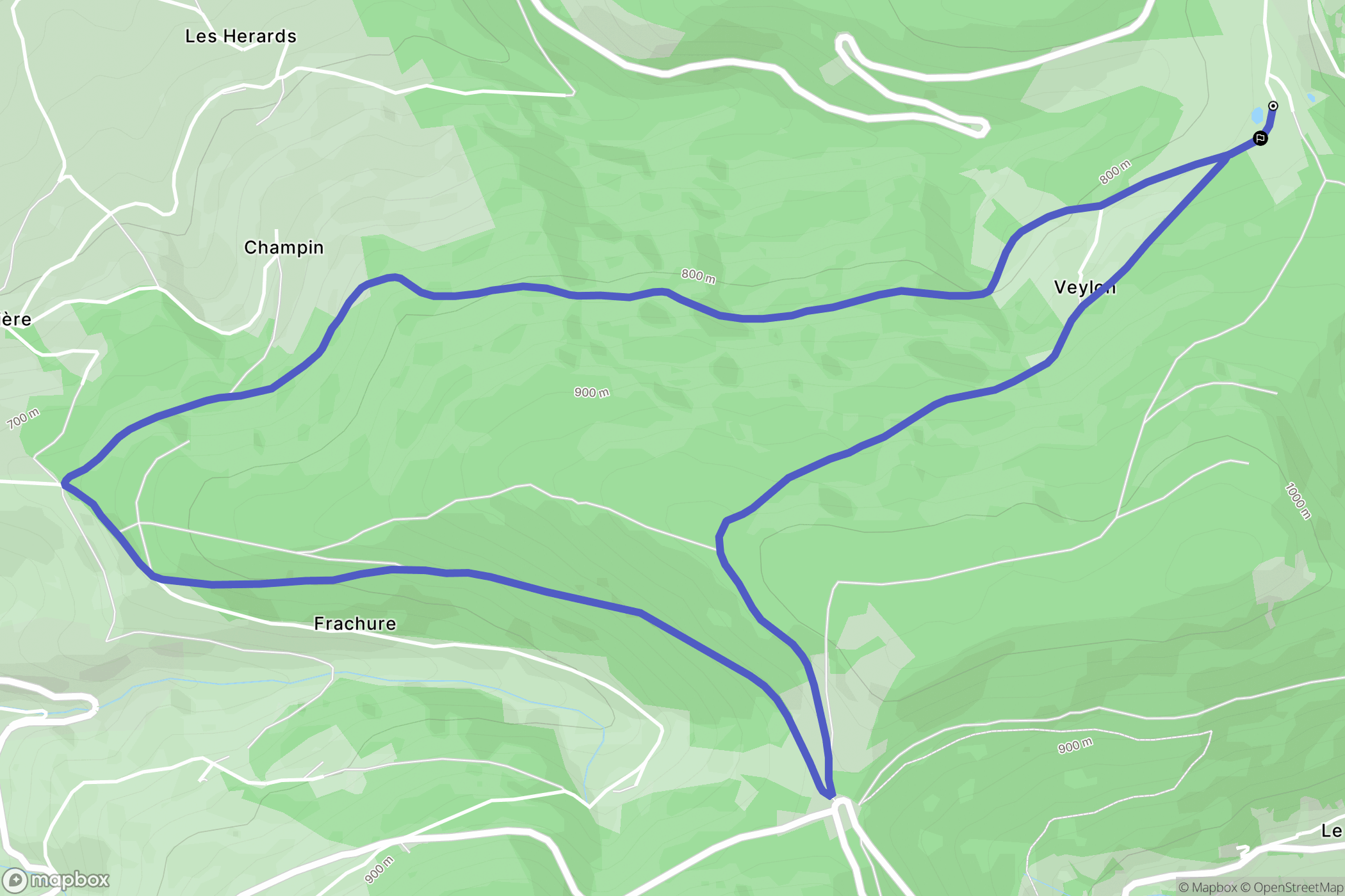 Doizieux : carte du parcours de randonnée - France