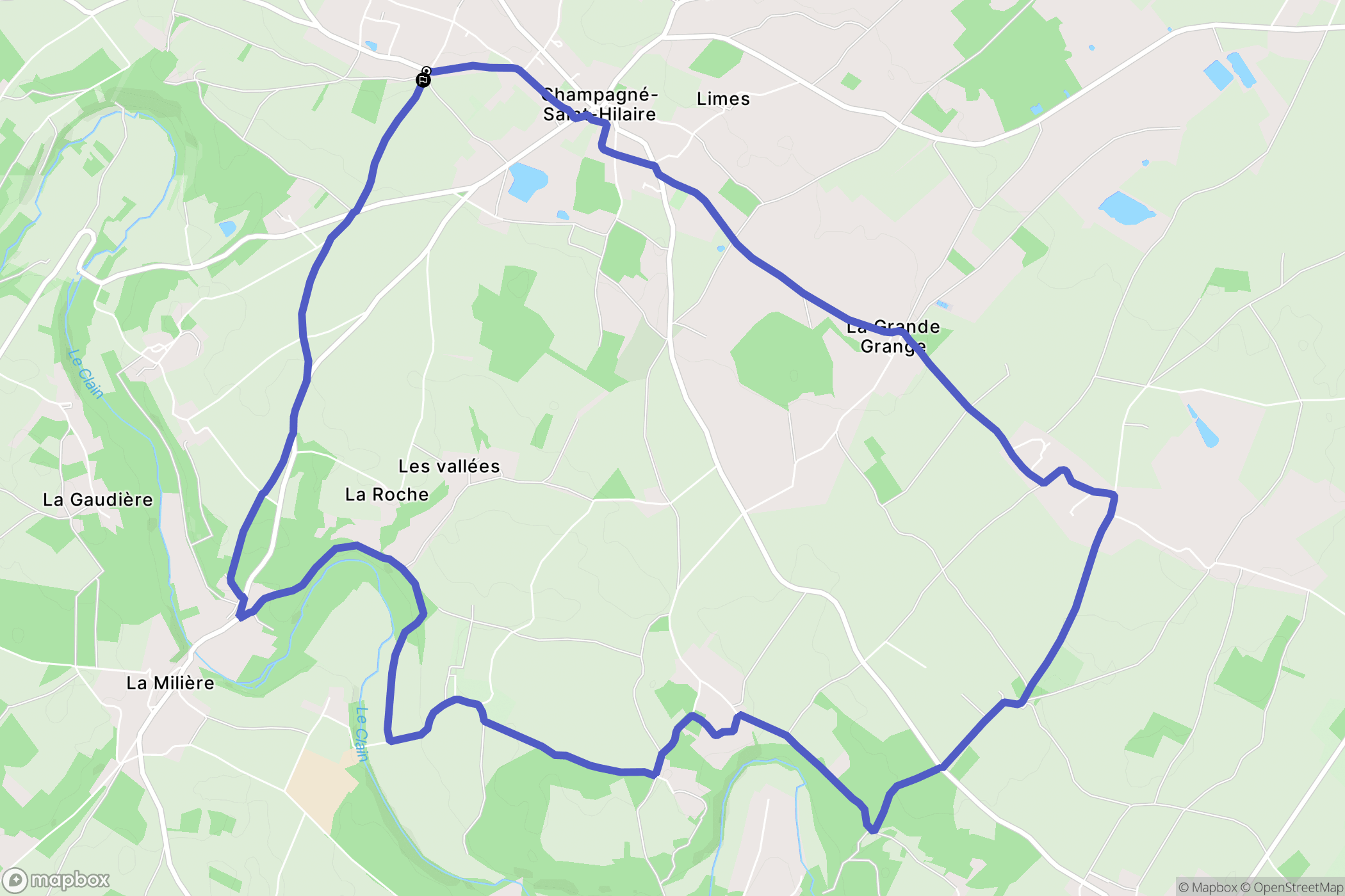 Champagné-Saint-Hilaire : carte du parcours de randonnée - France