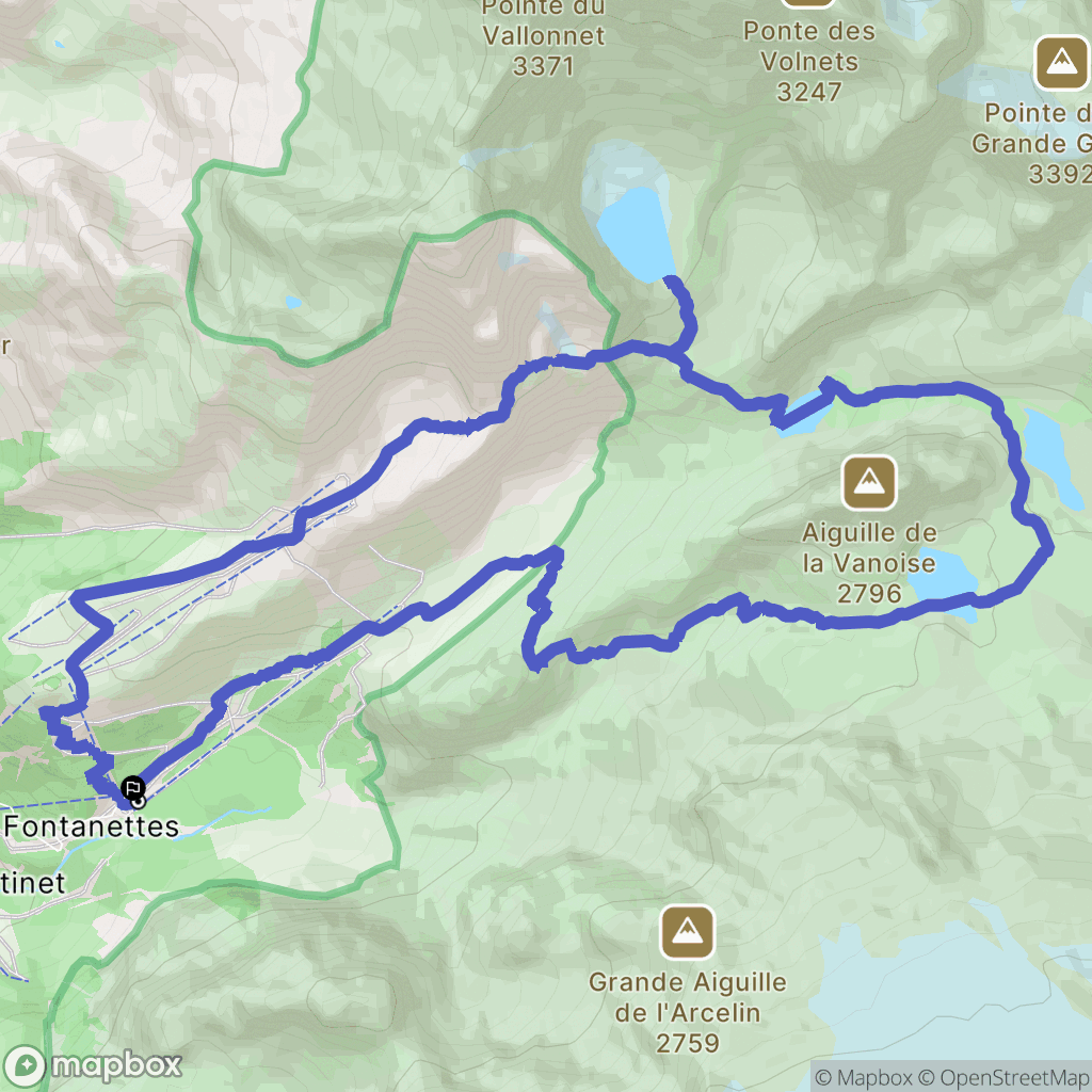 Pralognan-la-Vanoise : carte du parcours de randonnée - France
