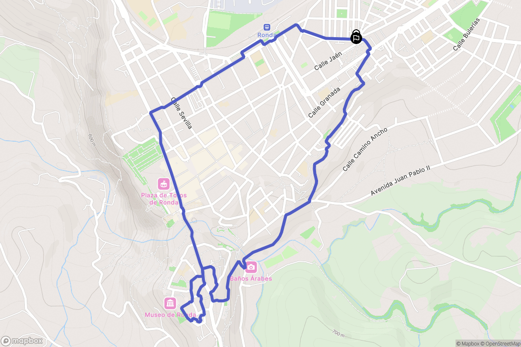 Ronda : carte du parcours de randonnée - Spain