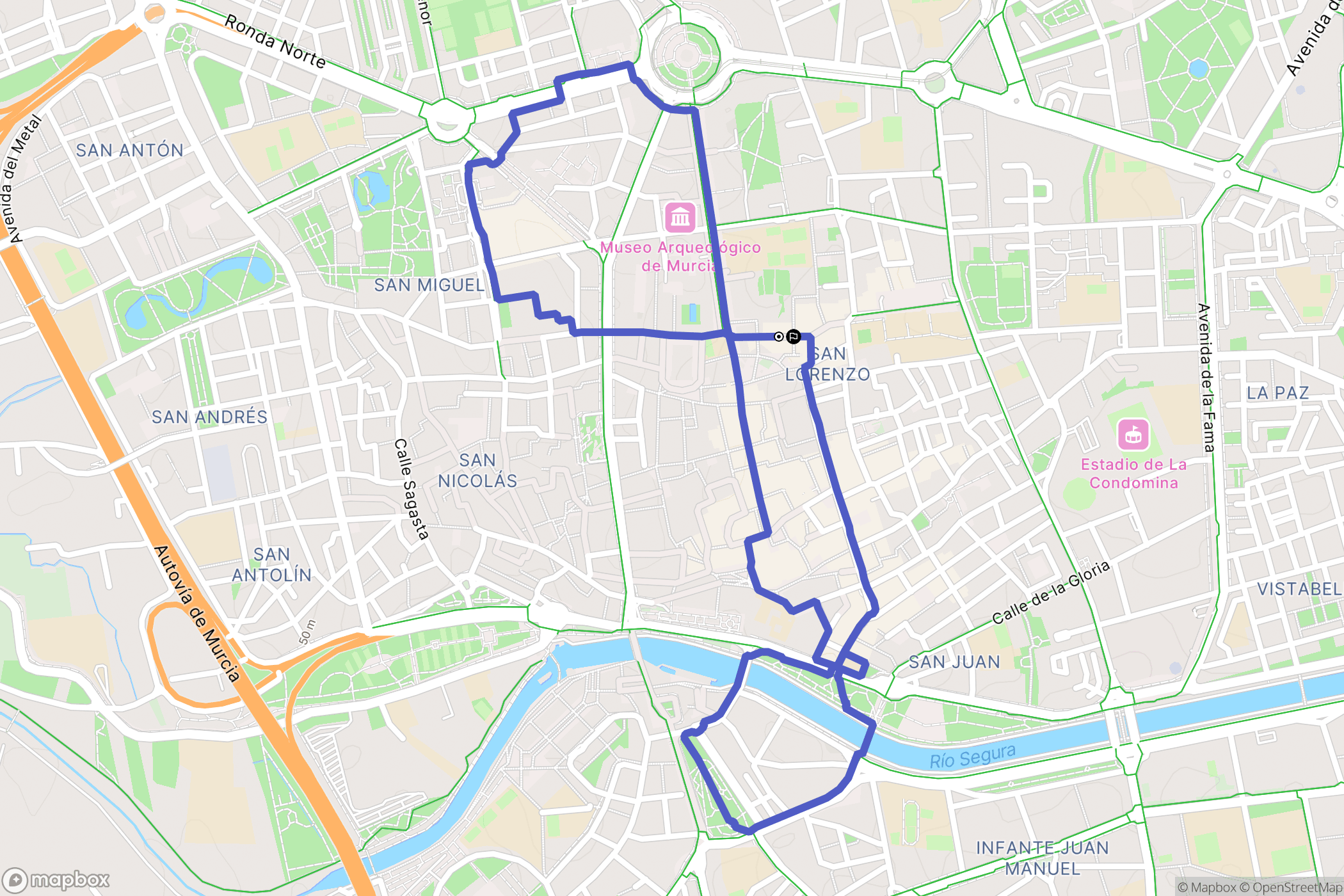 Murcia : carte du parcours de randonnée - Spain