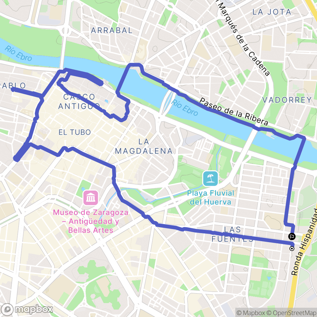 Zaragoza : carte du parcours de randonnée - Spain