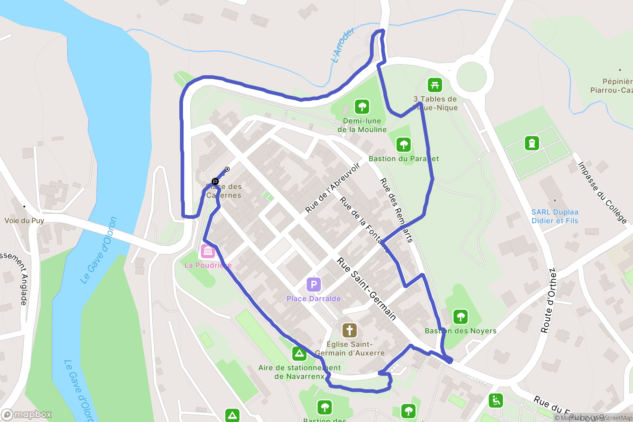 Navarrenx : carte du parcours de randonnée - France