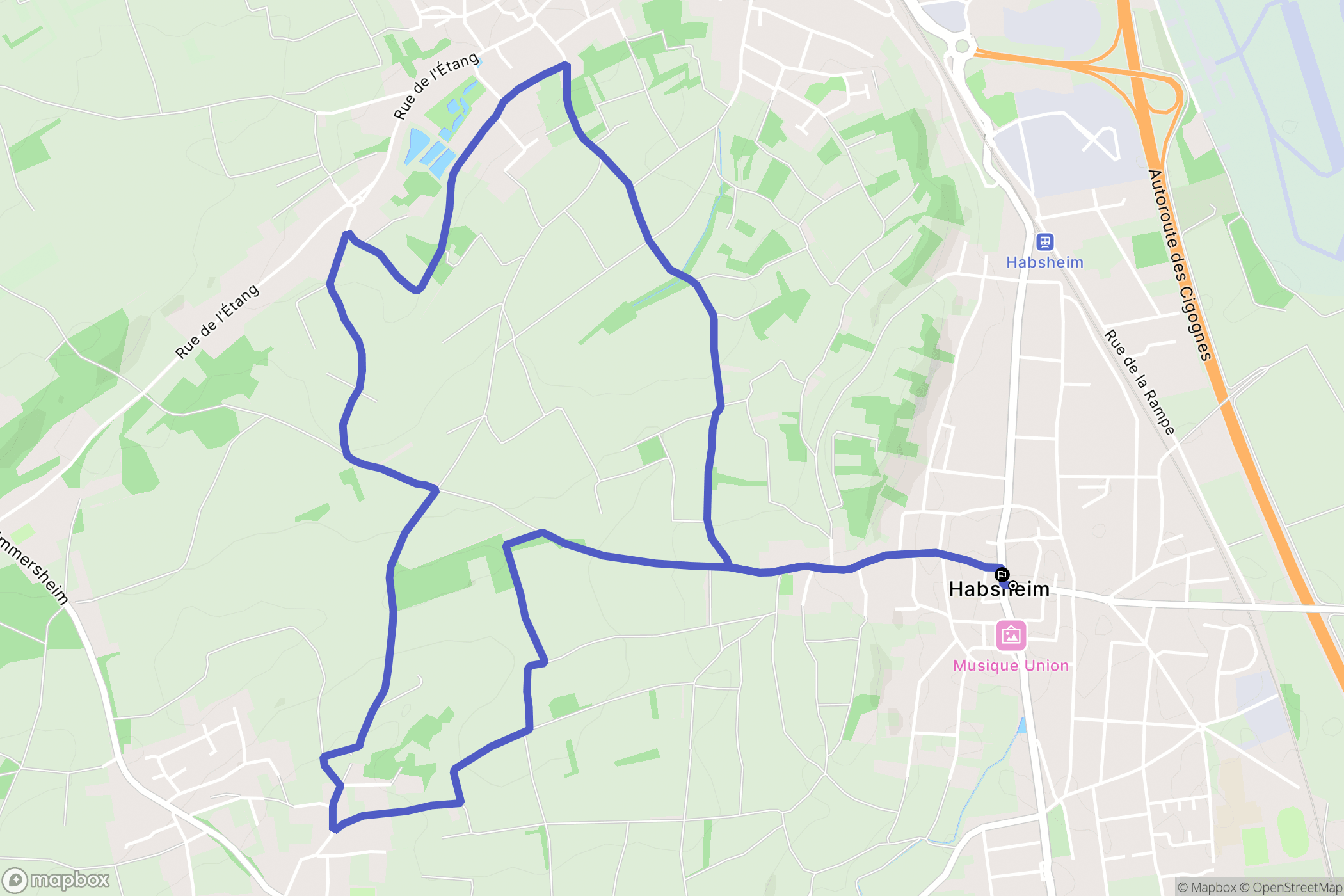 Habsheim : carte du parcours de randonnée - France