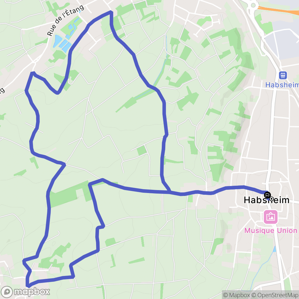 Habsheim : carte du parcours de randonnée - France