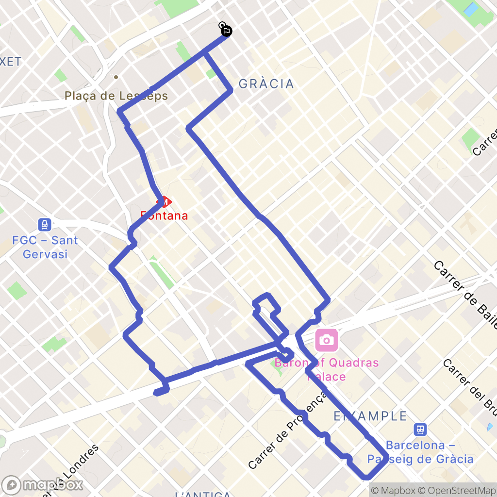 Barcelona : carte du parcours de randonnée - Spain