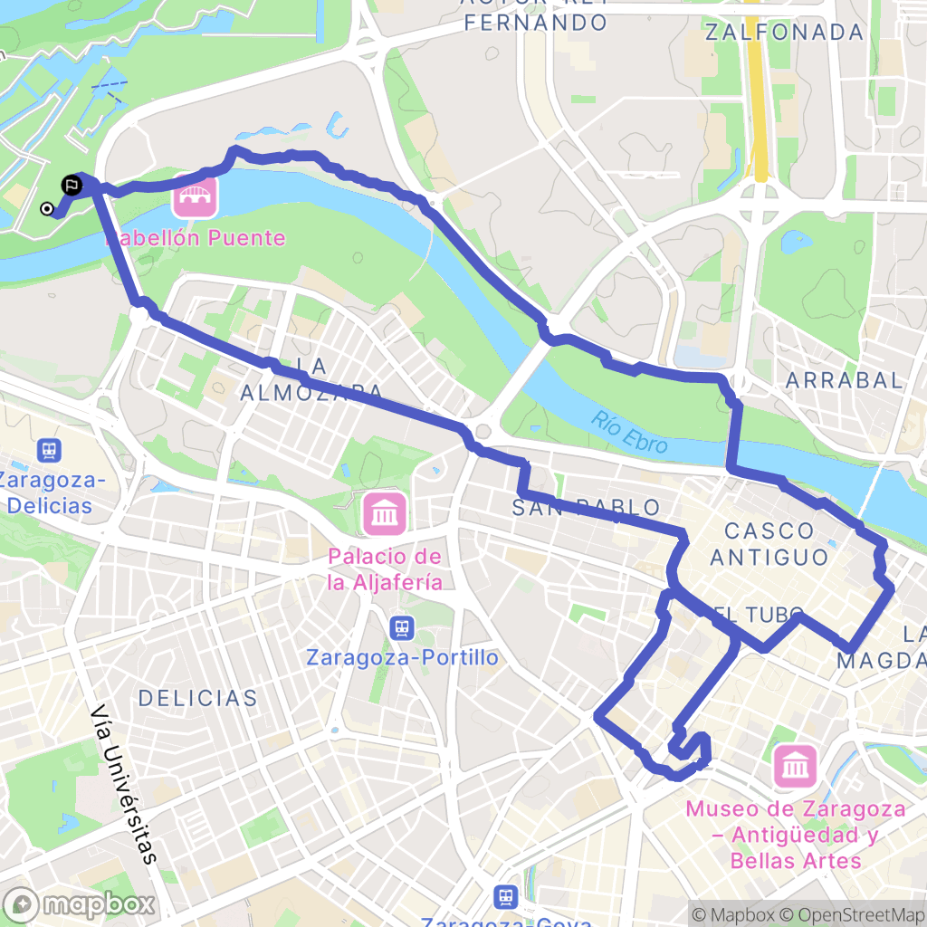 Zaragoza : carte du parcours de randonnée - Spain