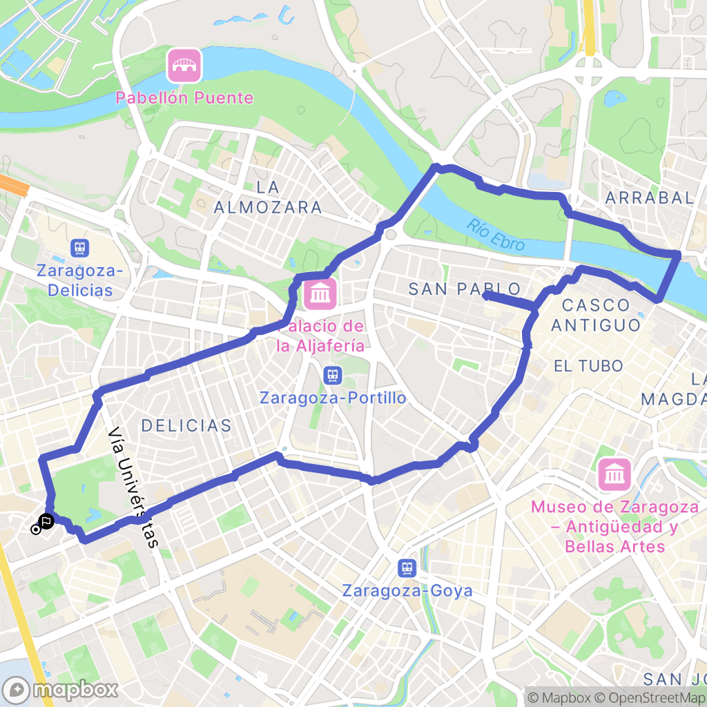 Zaragoza : carte du parcours de randonnée - Spain