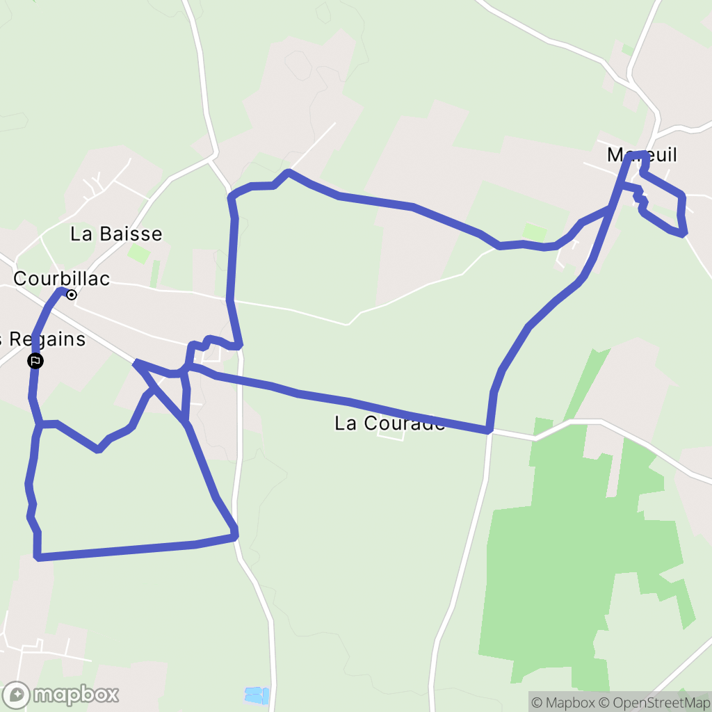 Courbillac : carte du parcours de randonnée - France