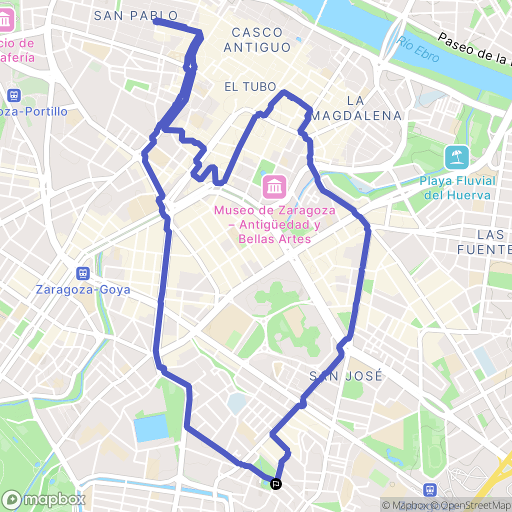 Zaragoza : carte du parcours de randonnée - Spain