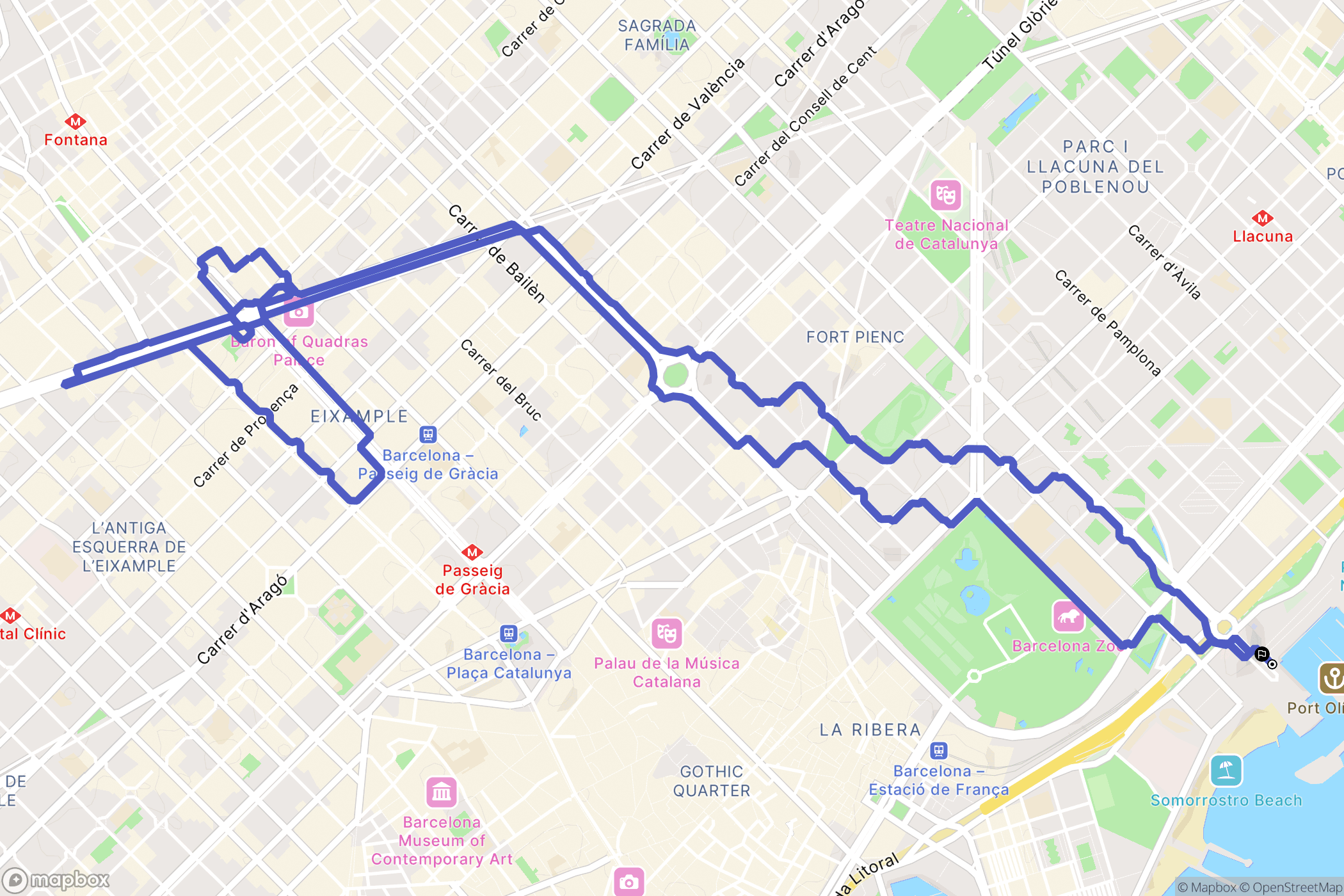 Barcelona : carte du parcours de randonnée - Spain