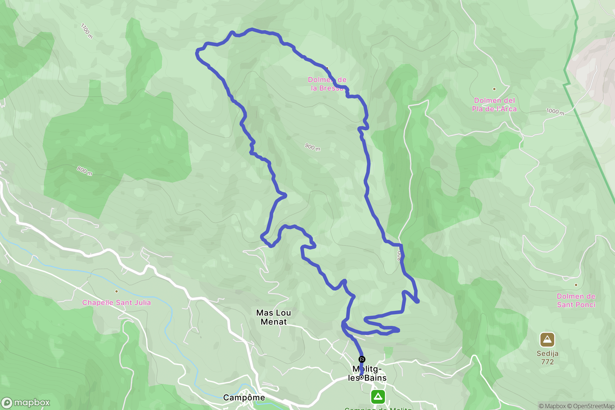 Molitg-les-Bains : carte du parcours de randonnée - France