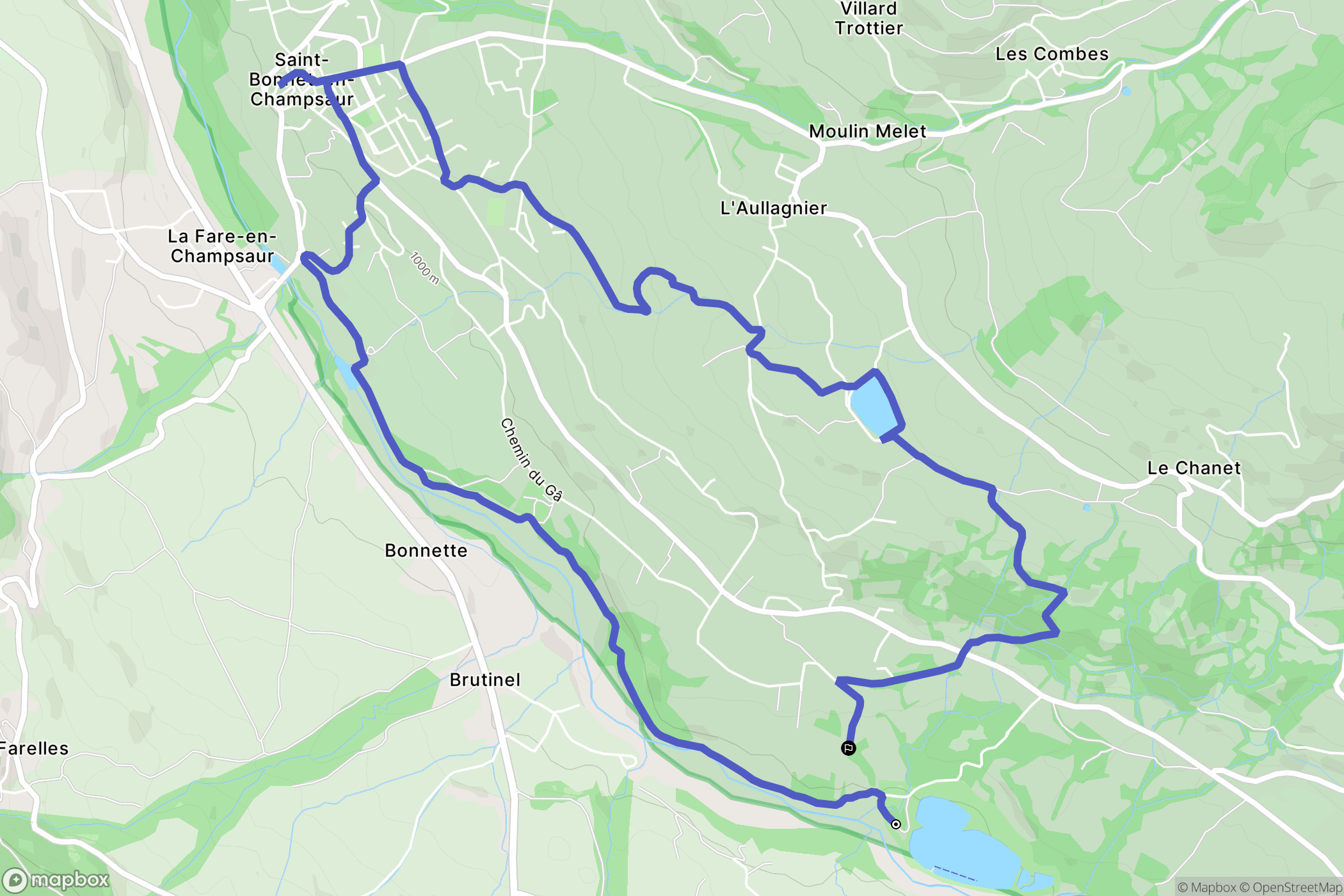Saint-Bonnet-en-Champsaur : carte du parcours de randonnée - France