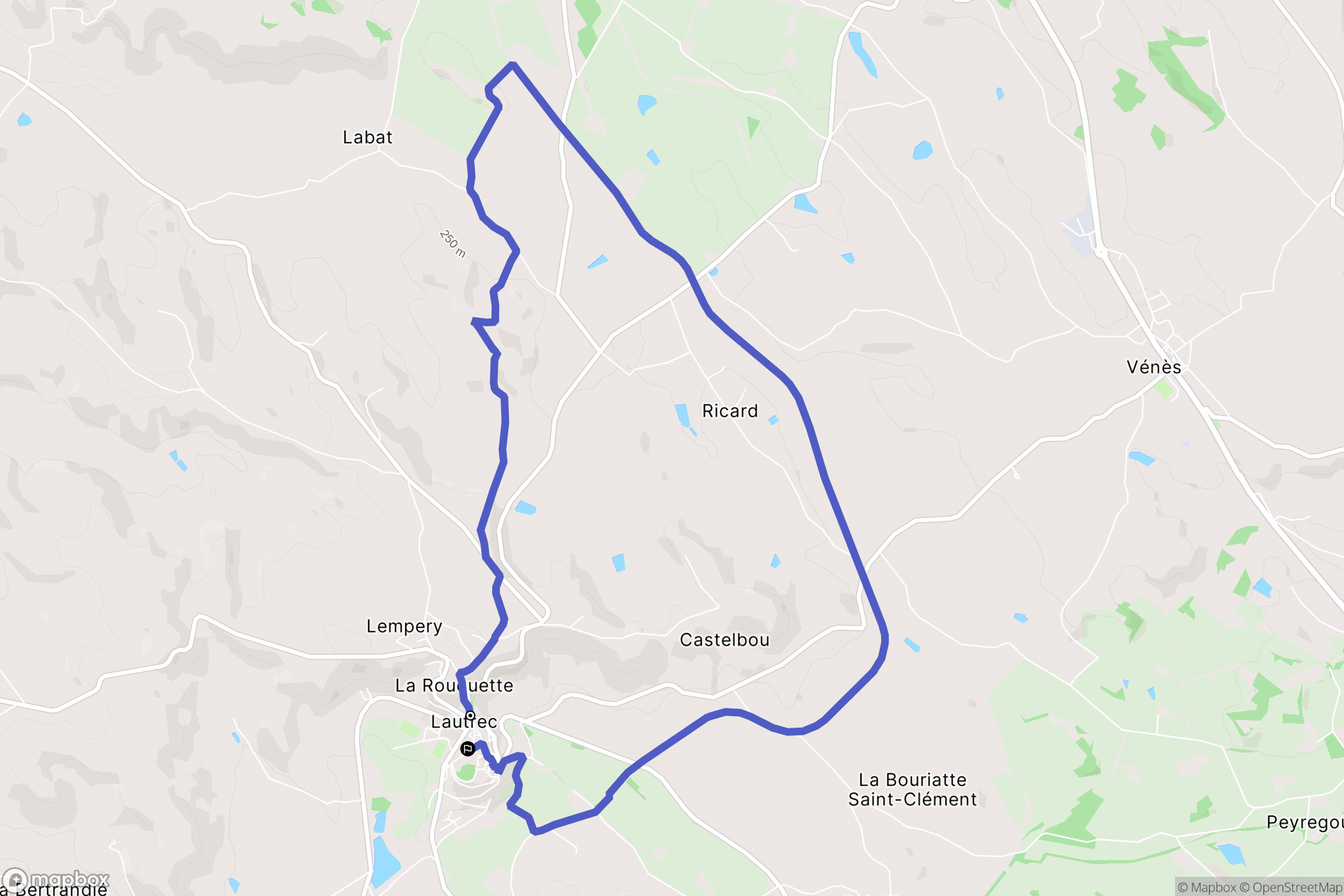 Lautrec : carte du parcours de randonnée - France