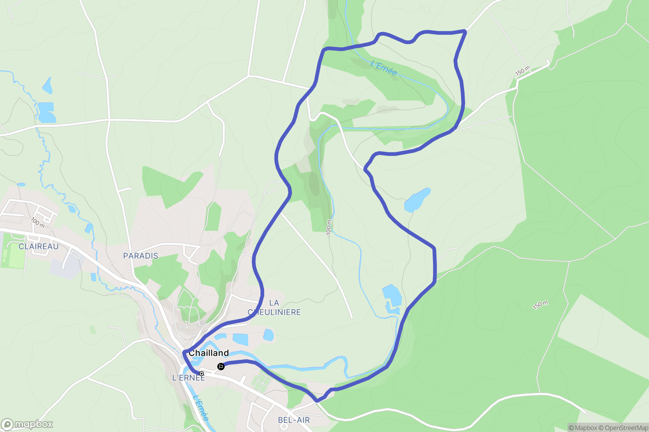 Chailland : carte du parcours de randonnée - France