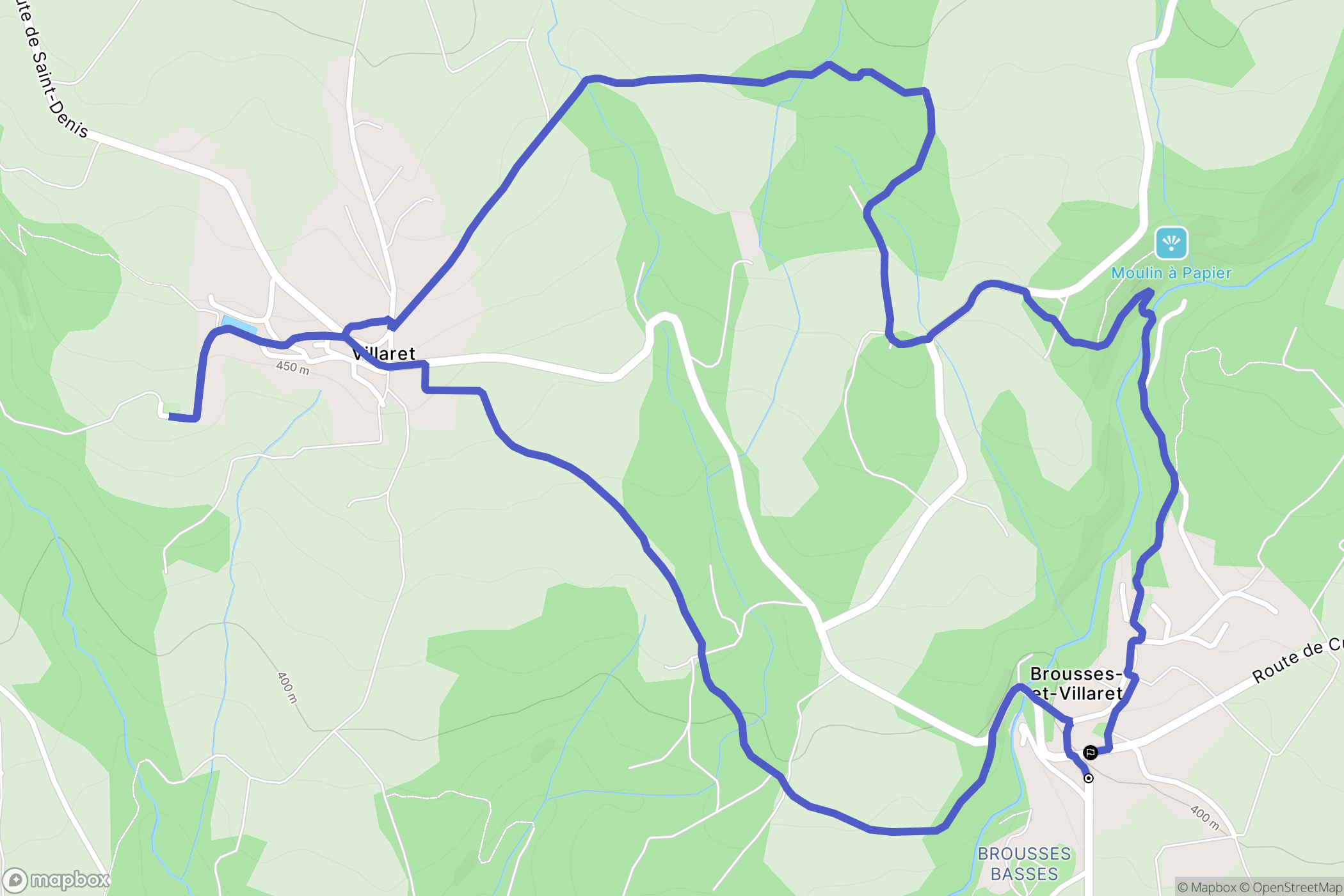 Brousses-et-Villaret : carte du parcours de randonnée - France