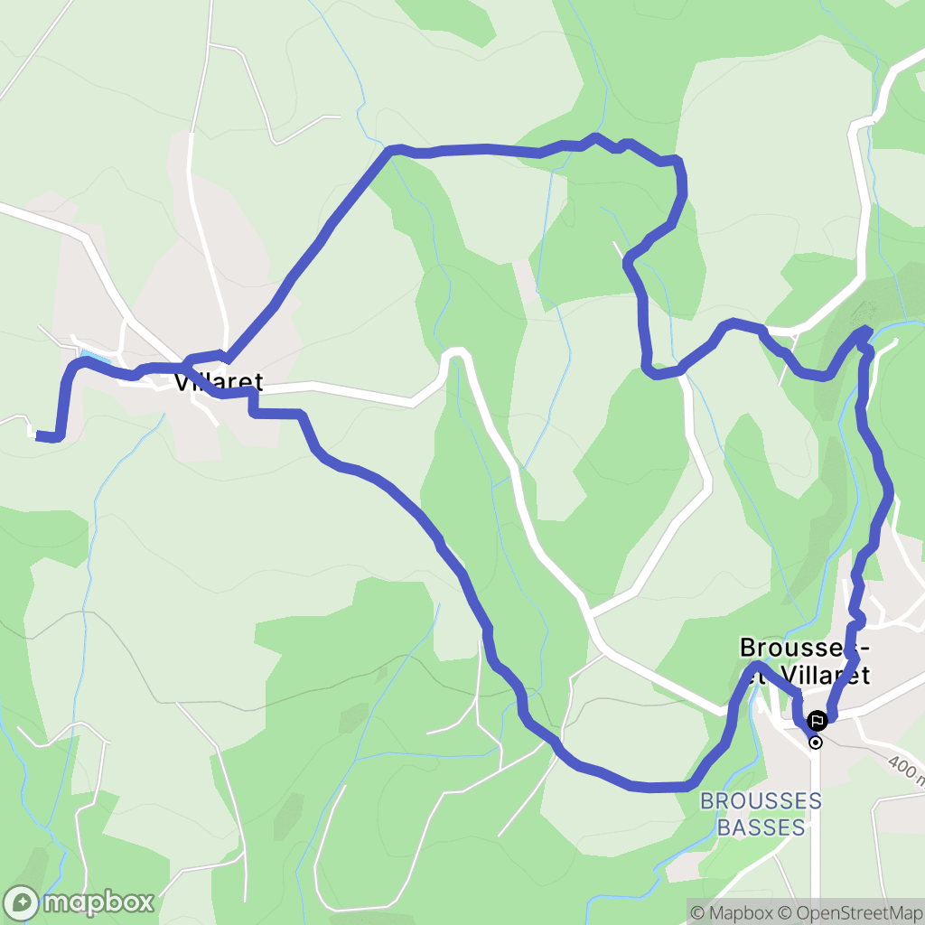 Brousses-et-Villaret : carte du parcours de randonnée - France