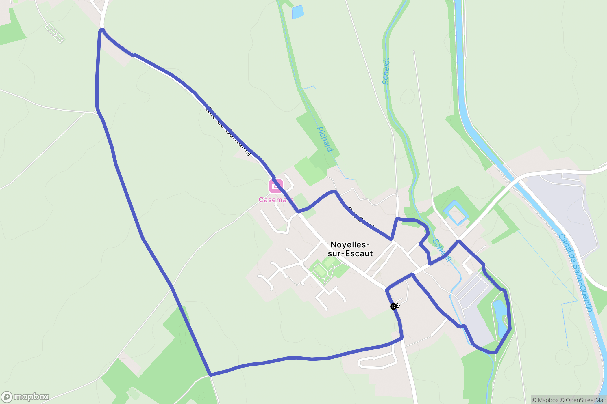 Noyelles-sur-Escaut : carte du parcours de randonnée - France