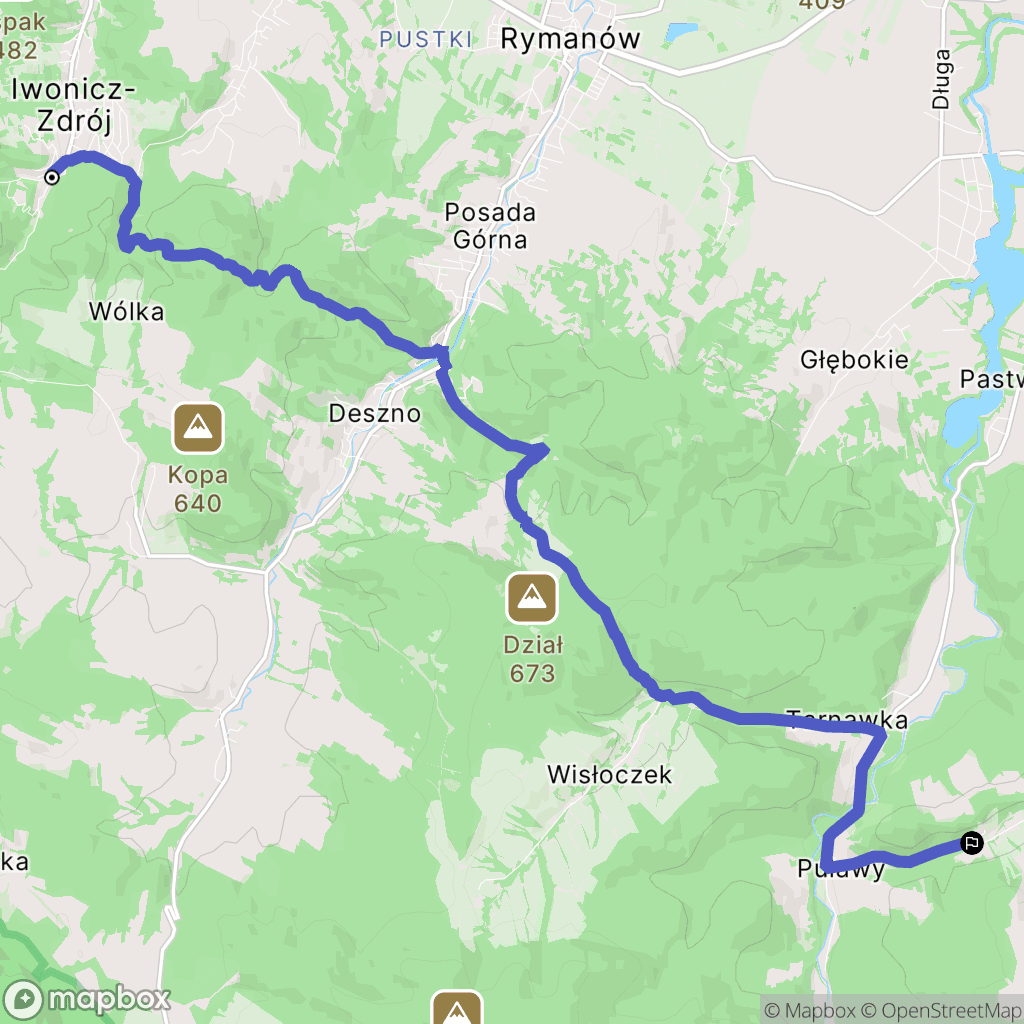 Iwonicz-Zdrój: mapa trasy - Poland