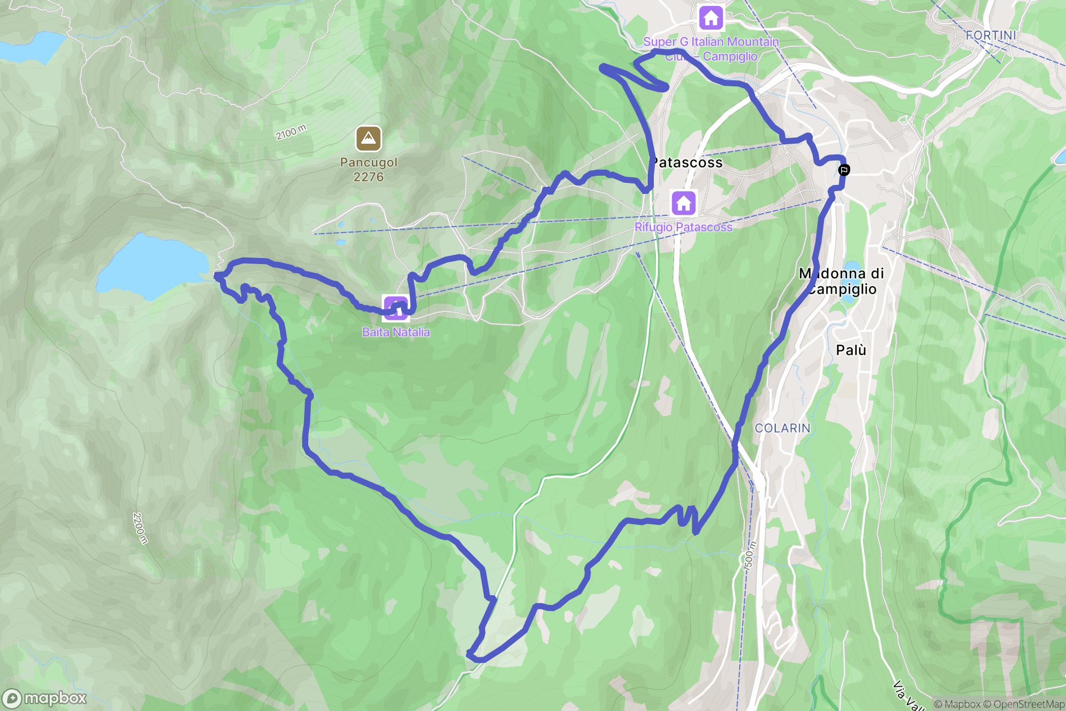 Madonna di Campiglio : carte du parcours de randonnée - Italy