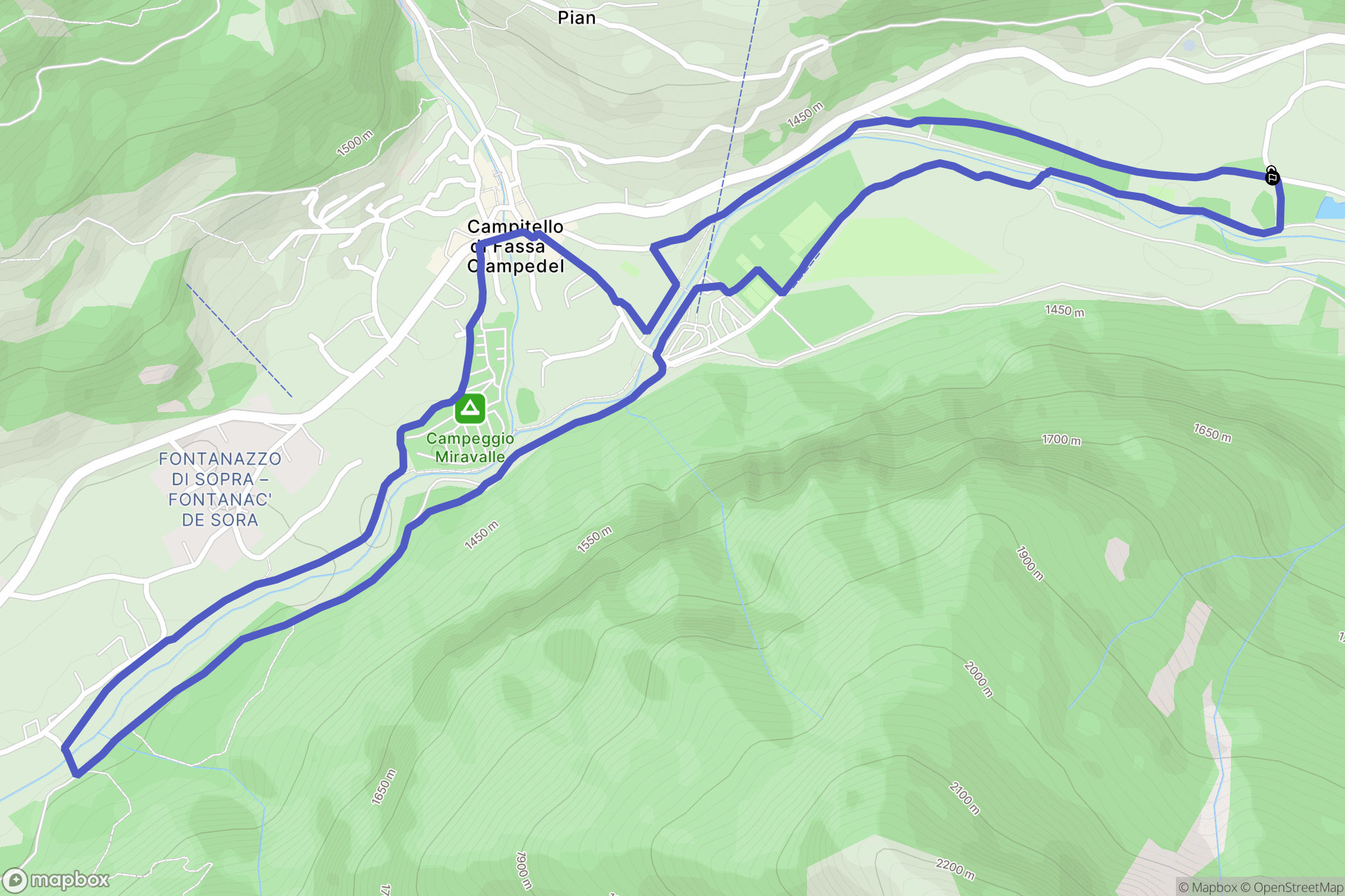 Canazei : carte du parcours de randonnée - Italy