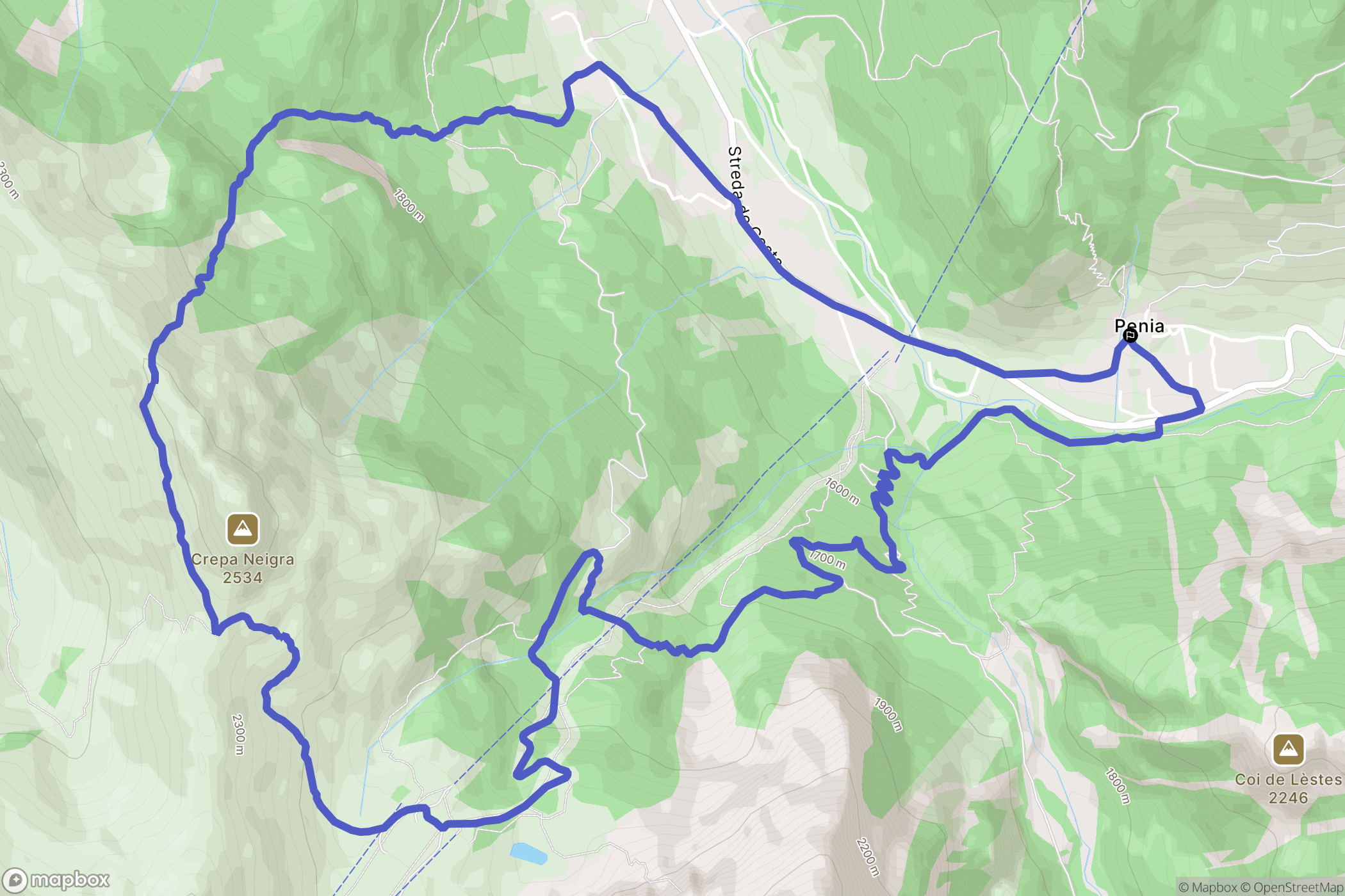Alba-penia : carte du parcours de randonnée - Italy