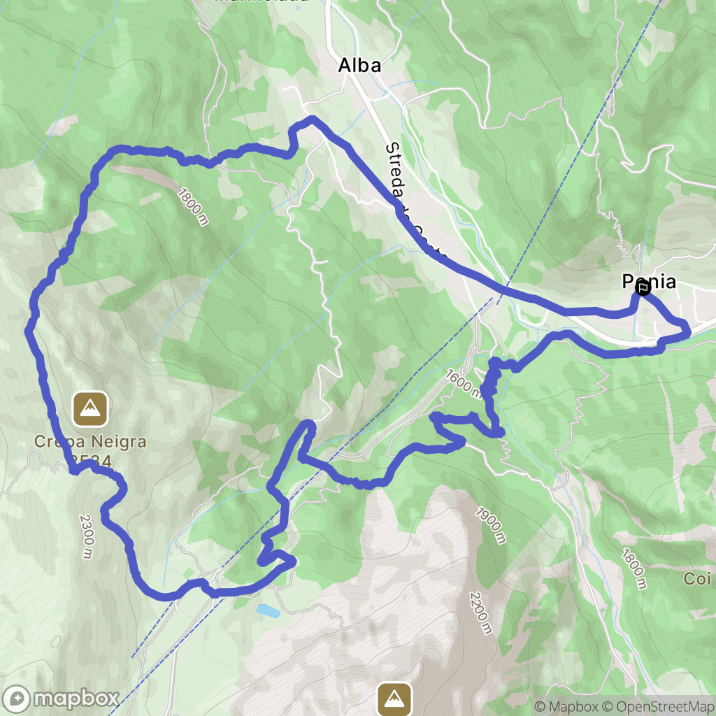 Alba-penia : carte du parcours de randonnée - Italy