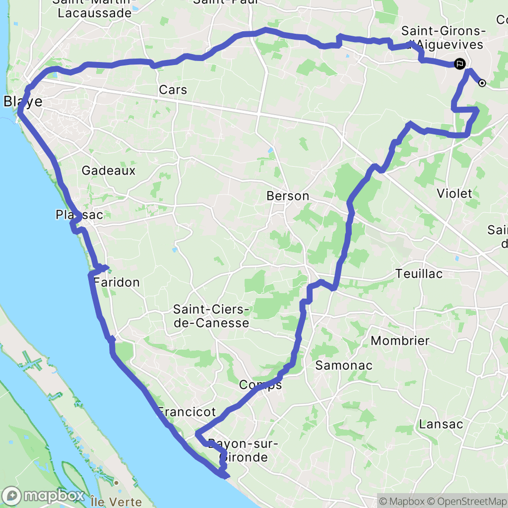 Saint-Girons-d'Aiguevives : carte du parcours de randonnée - France