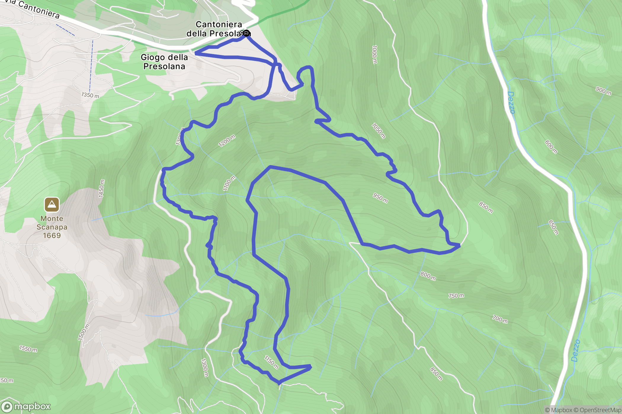 Cantoniera della Presolana : carte du parcours de randonnée - Italy